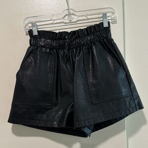 NWT Black Faux Leather Elastic Waist Shorts